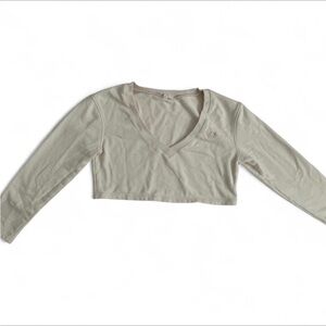 For Love And Lemons Cream Long Sleeve Crop Top